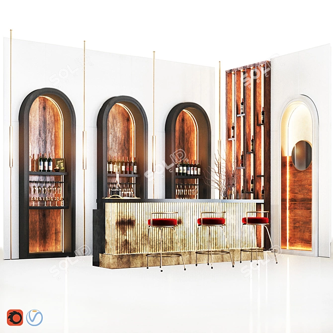 Elegant Cafe Interior 2015 3D model image 5