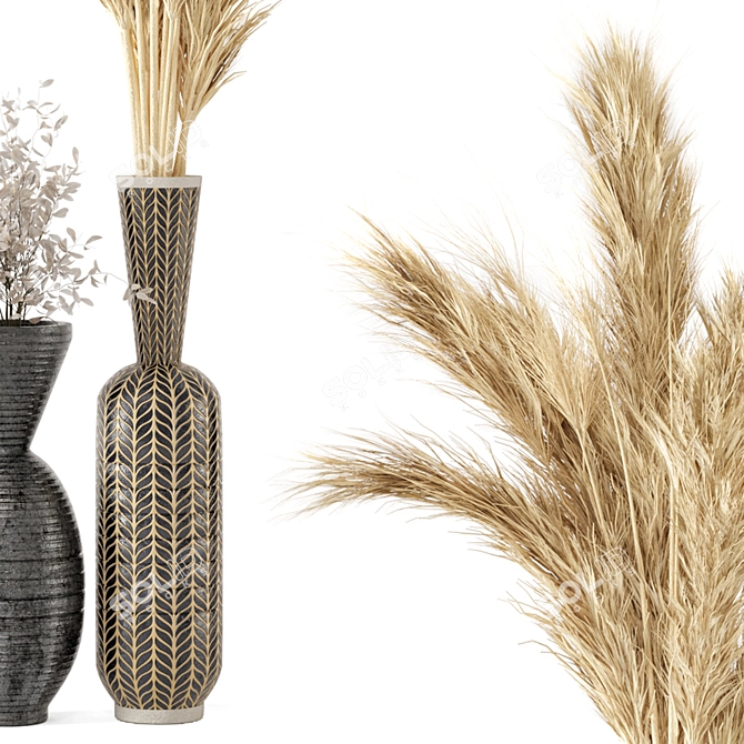 Pampas Plantset in Handmade Vase 3D model image 4