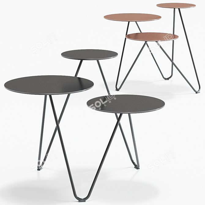 Apelle Trio: Lacquered Steel Coffee Table 3D model image 1