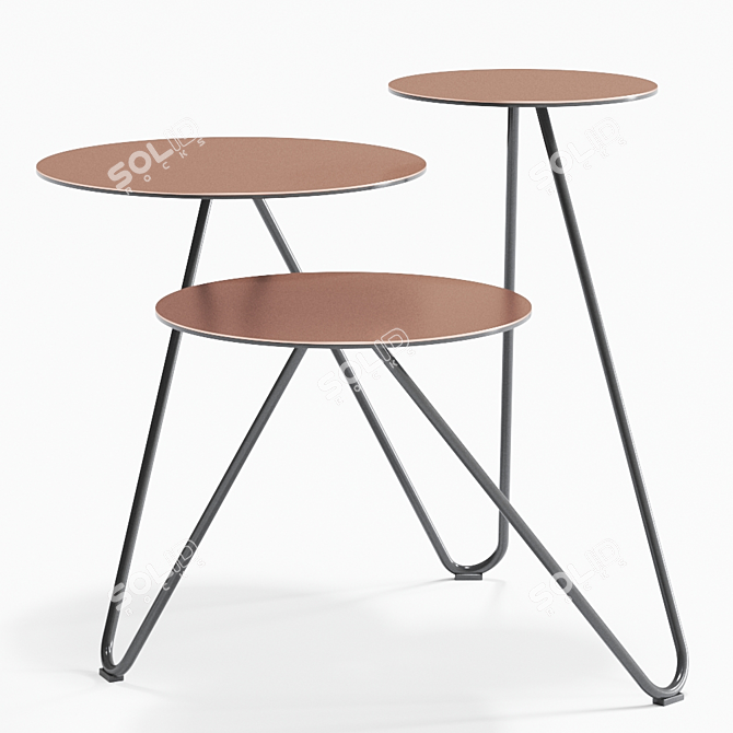 Apelle Trio: Lacquered Steel Coffee Table 3D model image 2