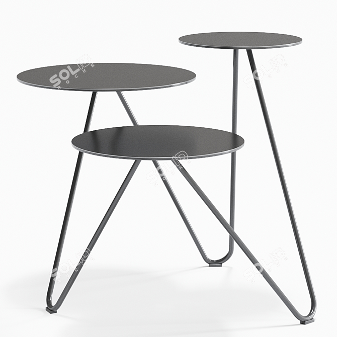 Apelle Trio: Lacquered Steel Coffee Table 3D model image 3