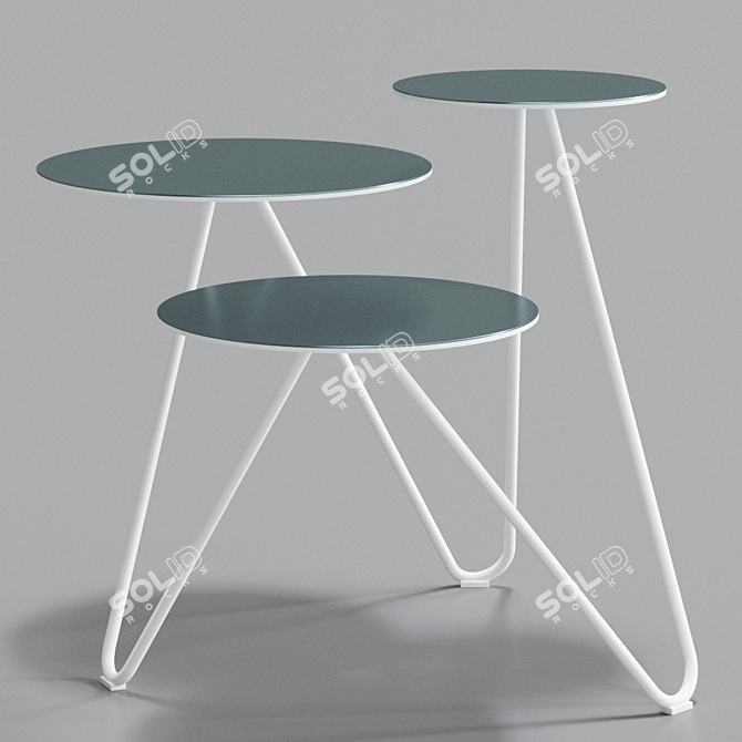 Apelle Trio: Lacquered Steel Coffee Table 3D model image 4