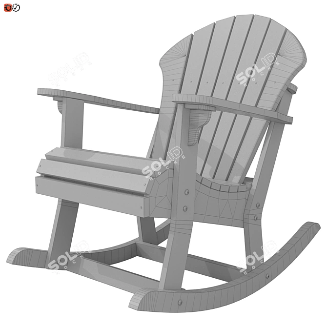 Wooden Rocking Chair - Garden Furniture 3D model image 3