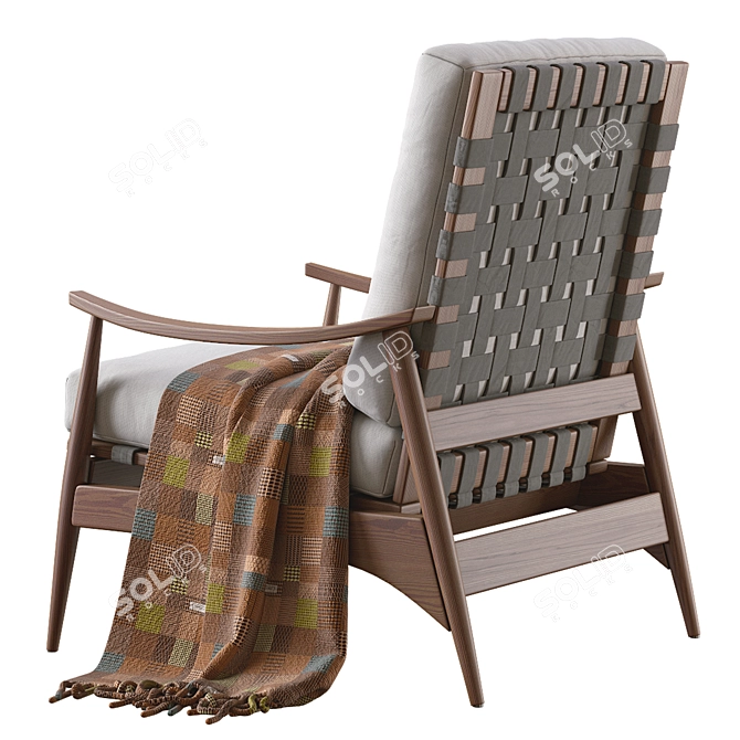 Vintage Wood Outdoor Lounge Chair 3D model image 3