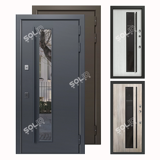Stylish Steel Entrance Door - Ratex T4 3D model image 1