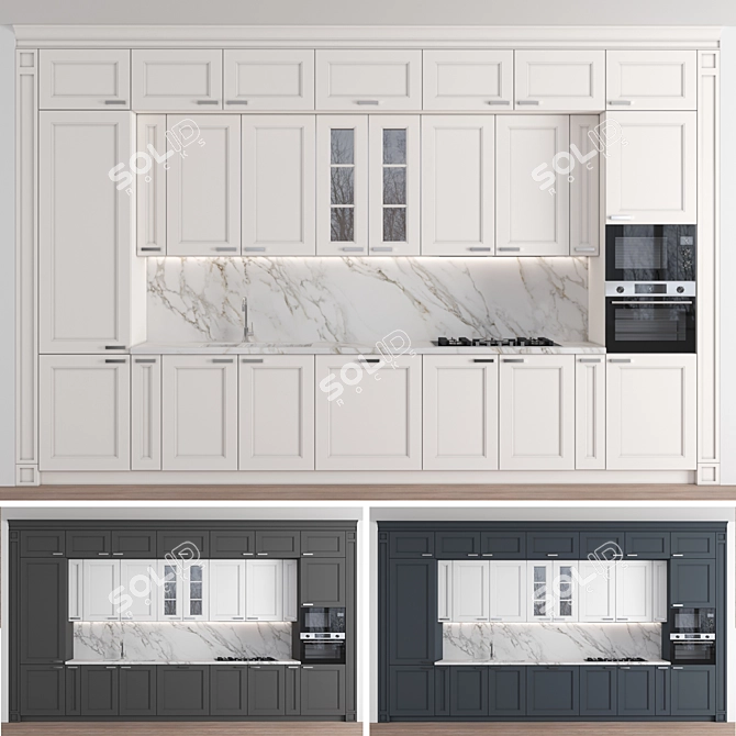 Versatile 3-Piece Kitchen: High-Quality Textures & Customizable Modular Design 3D model image 7