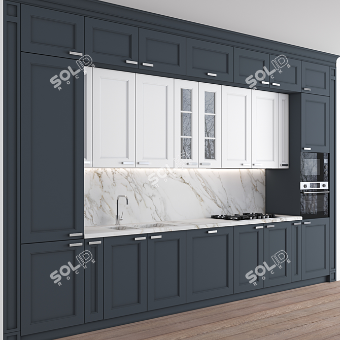 Versatile 3-Piece Kitchen: High-Quality Textures & Customizable Modular Design 3D model image 11