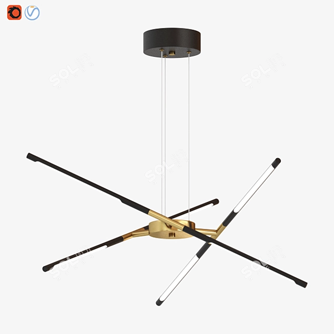 Modern Sputnik Chandelier with 6 Heads 3D model image 3