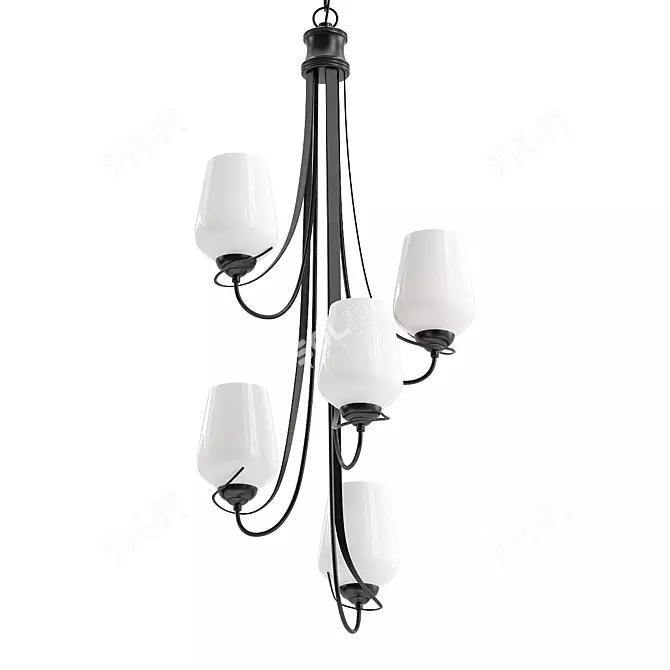 Elegant Flora 5 Arm Chandelier 3D model image 1