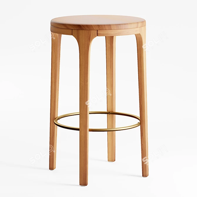 Scandinavian Rustic Linnea Counter Stool 3D model image 1