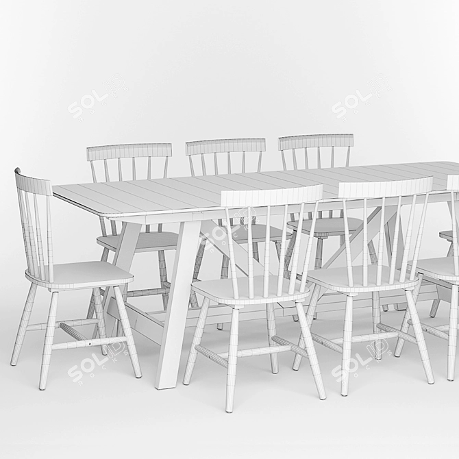 Modern Buondi Table and Stylish JIMI Chairs 3D model image 3