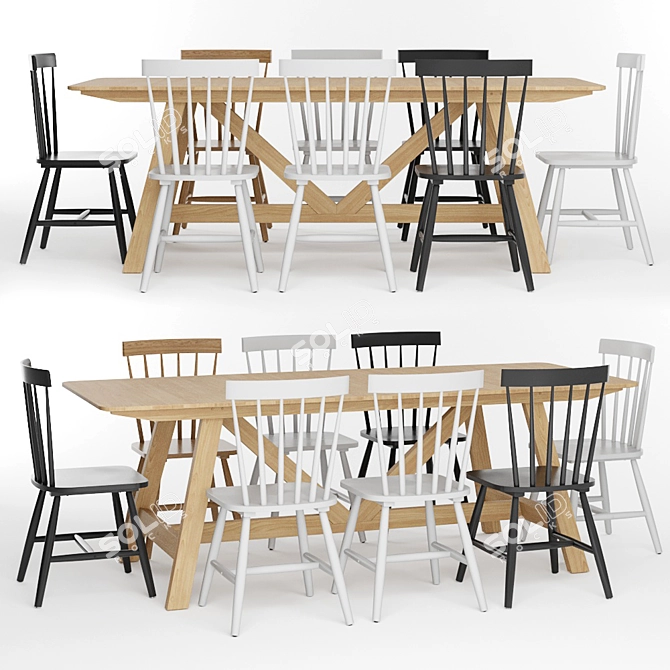 Modern Buondi Table and Stylish JIMI Chairs 3D model image 4