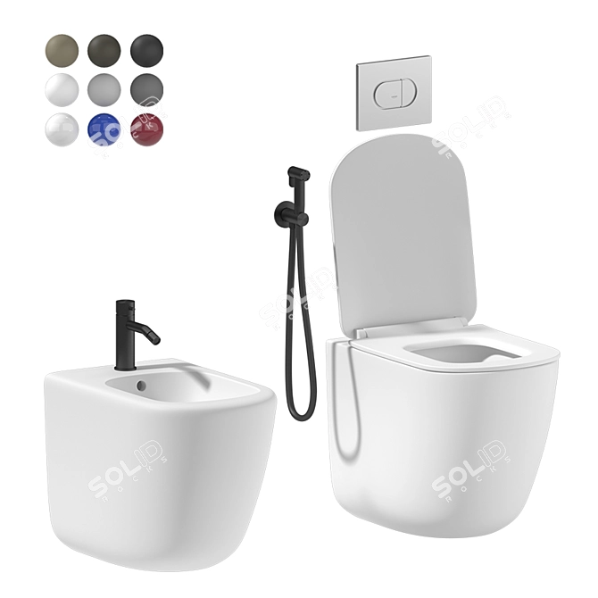 Cielo Era Contemporary Back to Wall WC & Bidet 3D model image 1