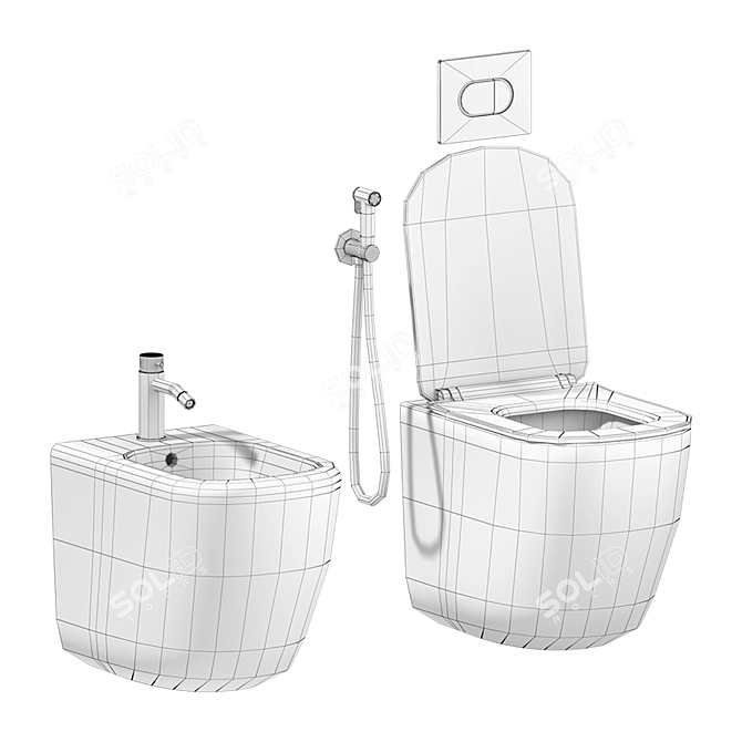 Cielo Era Contemporary Back to Wall WC & Bidet 3D model image 4