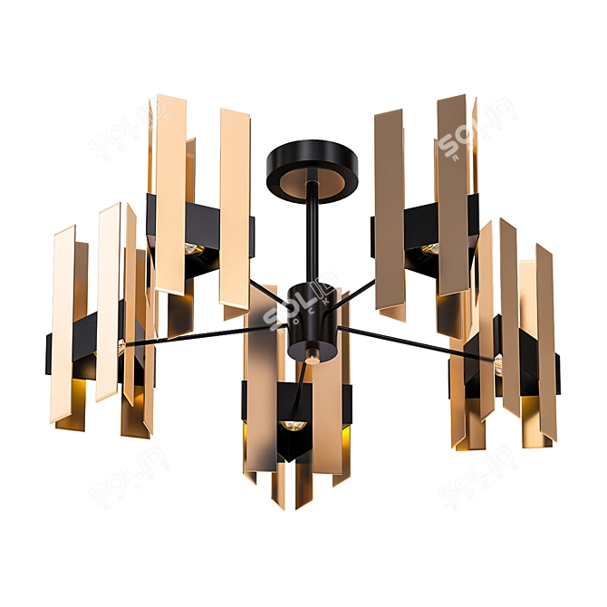 Vintage Black Loft Ceiling Chandelier 3D model image 1
