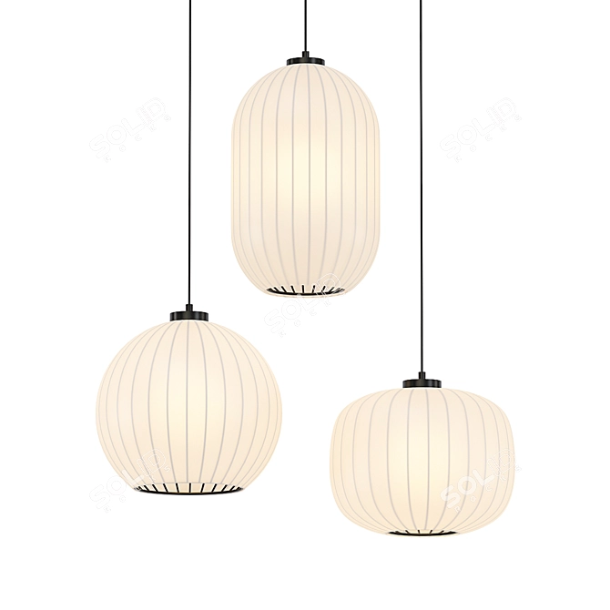 Sleek Black Pendant Light 3D model image 1