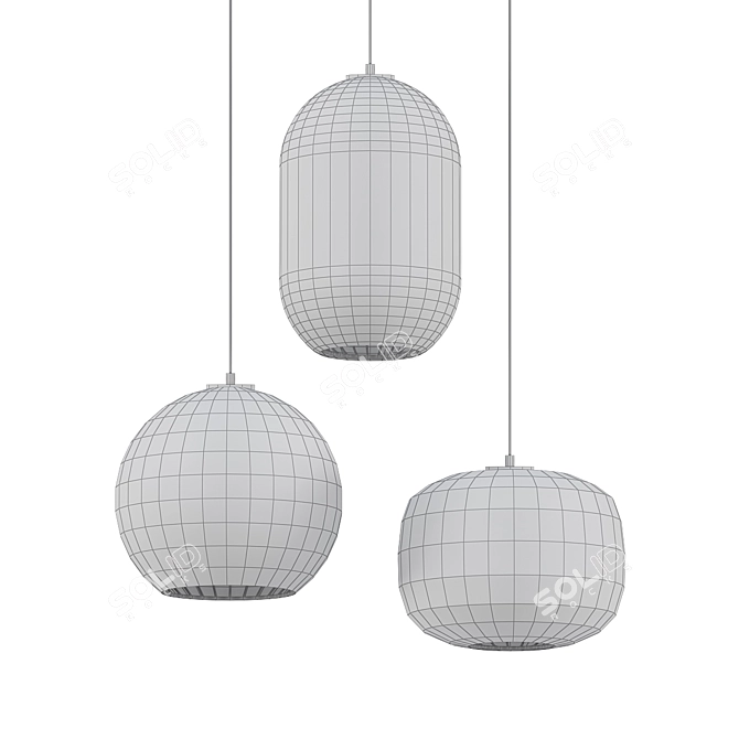 Sleek Black Pendant Light 3D model image 2