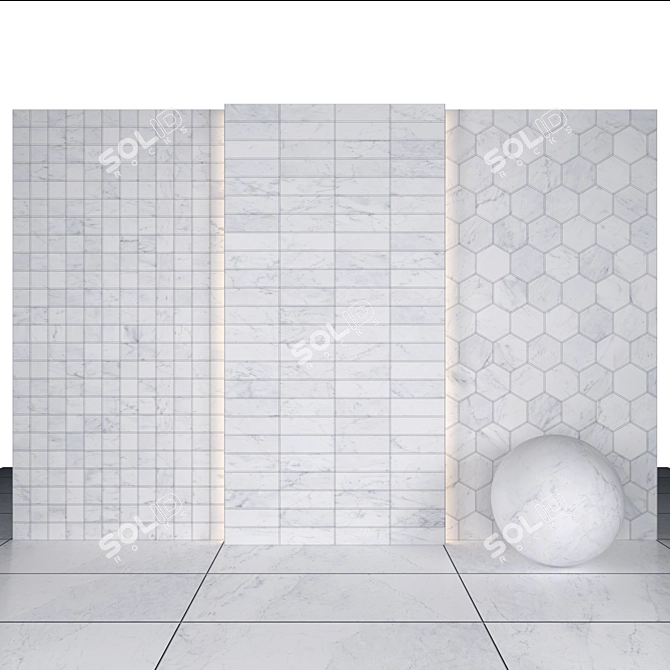 Ethereal White Marble Slabs & Tiles 3D model image 3