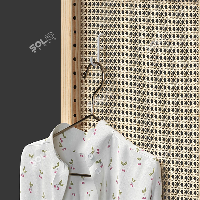 Folding Rattan Weave Screen 3D model image 2