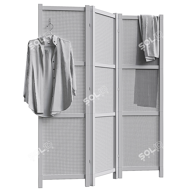 Folding Rattan Weave Screen 3D model image 3