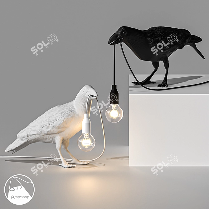 Elegant Crow Table Lamp 3D model image 1