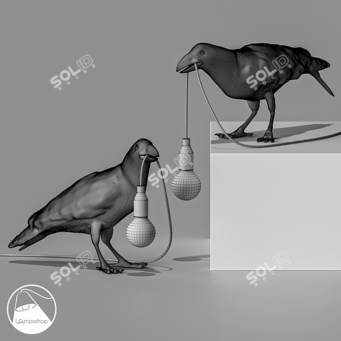 Elegant Crow Table Lamp 3D model image 2