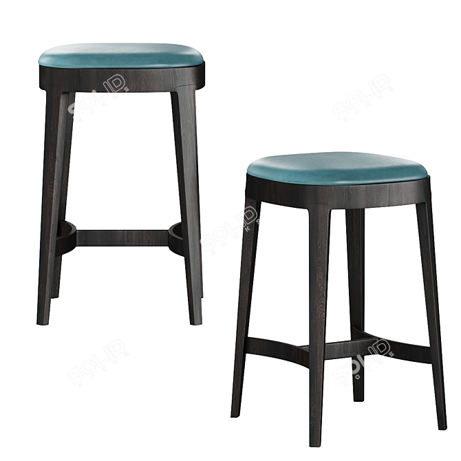 Devon Oak Bar Stool: Elegant & Ergonomic 3D model image 1