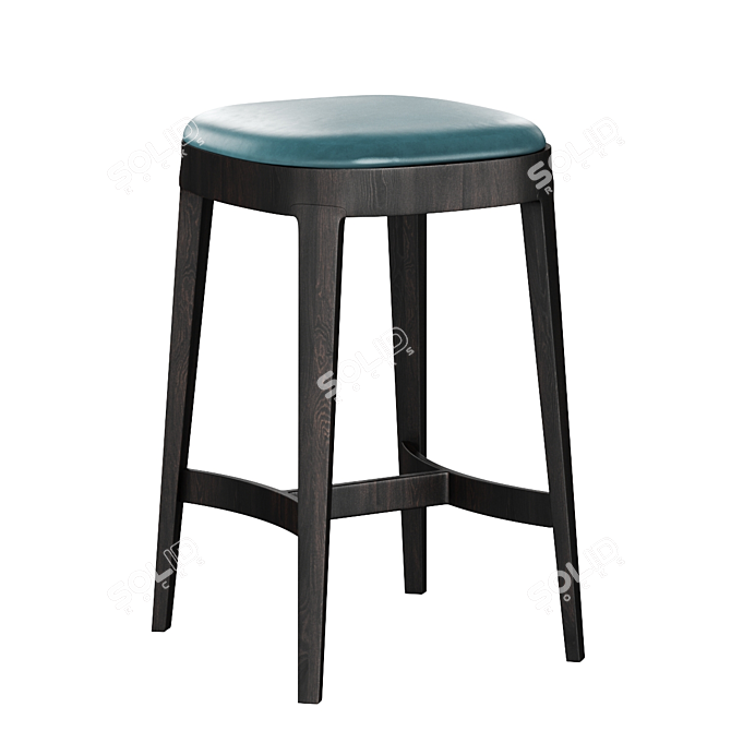 Devon Oak Bar Stool: Elegant & Ergonomic 3D model image 5