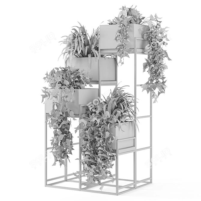 Rusty Concrete Pot Indoor Plants - Set 107 3D model image 7