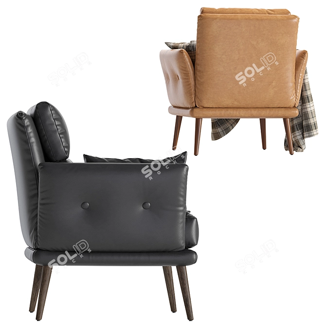 Luxury GAIA Leather Armchair 3D model image 5