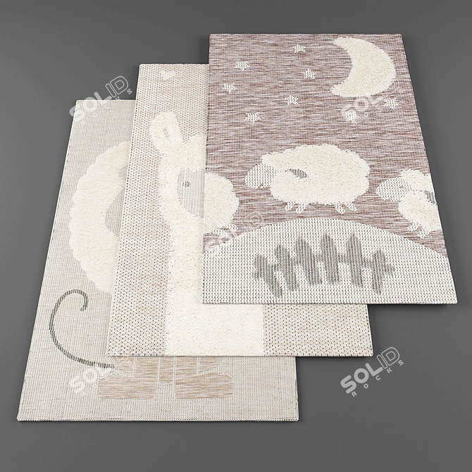 Kids' Rug Set - High-Resolution Textures 3D model image 1