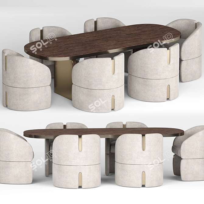 Elegant Isadora Dining Set 3D model image 1