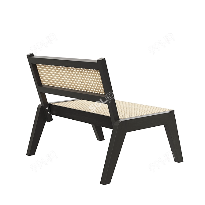 Elegant Walnut Rattan Lounge Chair 3D model image 3