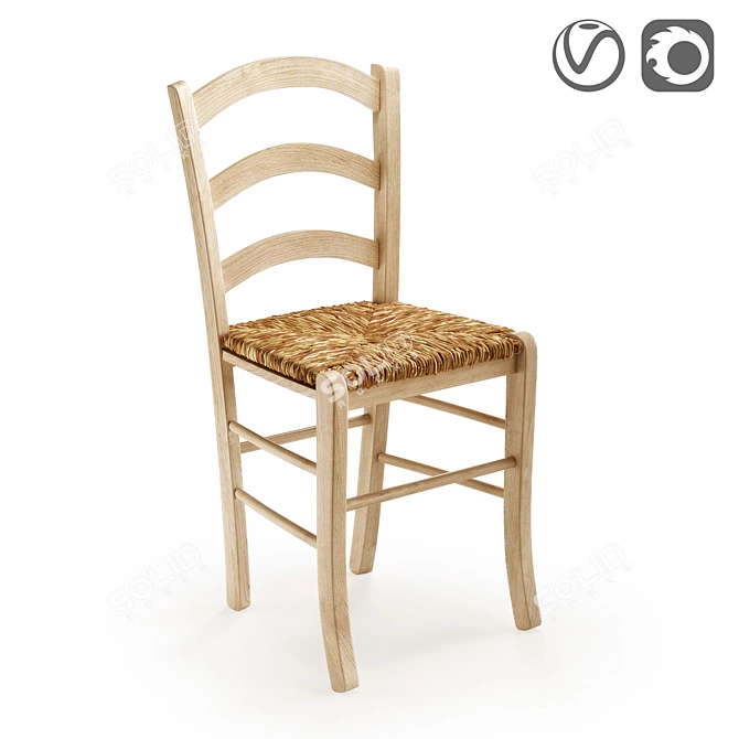 Wicker Seat Chair: Perrine 3D model image 1