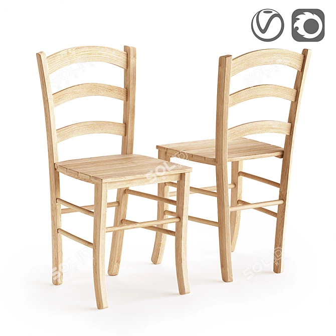 Provincial Plank Chair by Perrine 3D model image 1