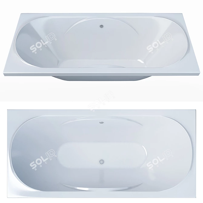 Artificial Stone Rectangle Bath 3D model image 2