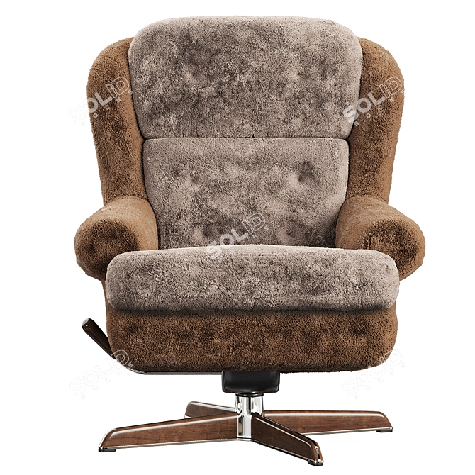 Vintage Dux Shearling Armchairs 3D model image 2