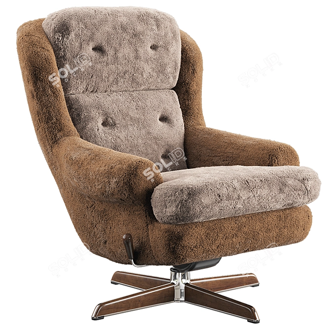 Vintage Dux Shearling Armchairs 3D model image 7