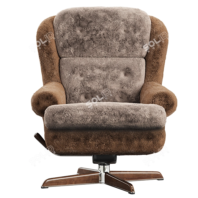 Vintage Dux Shearling Armchairs 3D model image 11