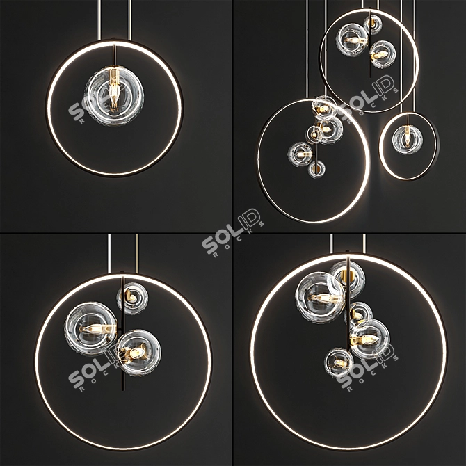 Contemporary Glass Bubble Pendant 3D model image 1