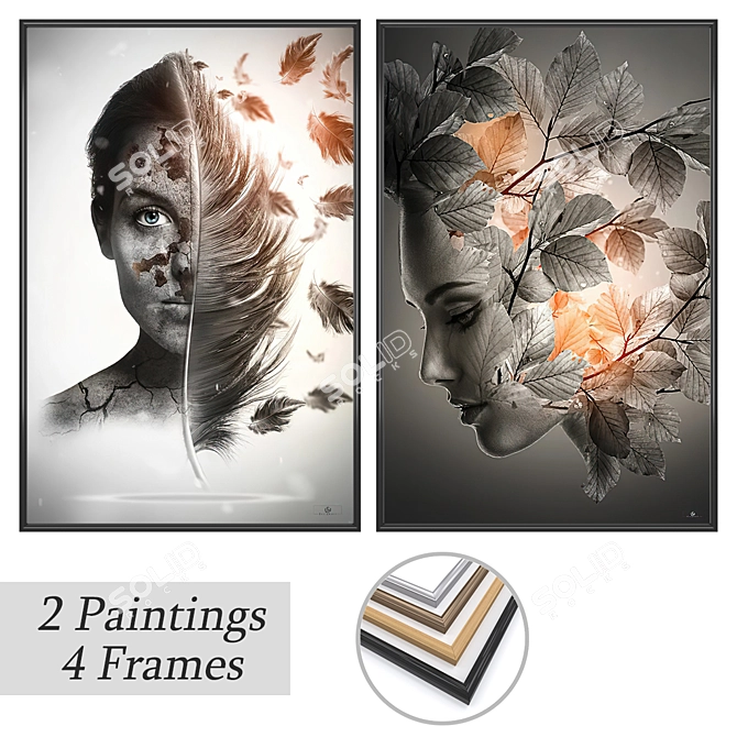 2-Piece Painting Set with Multiple Frame Options 3D model image 1