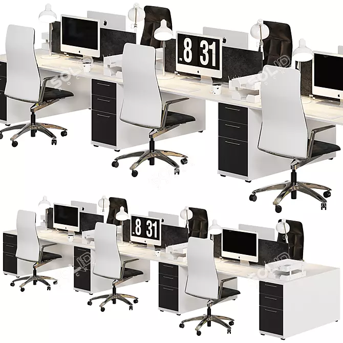 Sleek Modern Office Furniture Set 3D model image 1