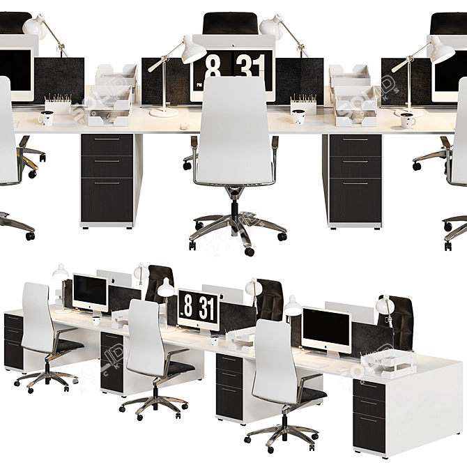 Sleek Modern Office Furniture Set 3D model image 2