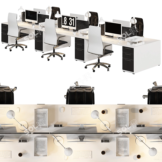 Sleek Modern Office Furniture Set 3D model image 6