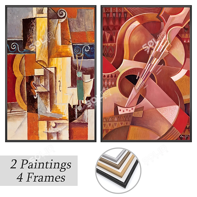 Decorative Wall Art Set with Frame Options 3D model image 1