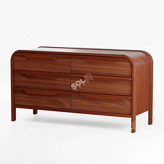 Marienne Wood 6-Drawer Dresser 3D model image 3