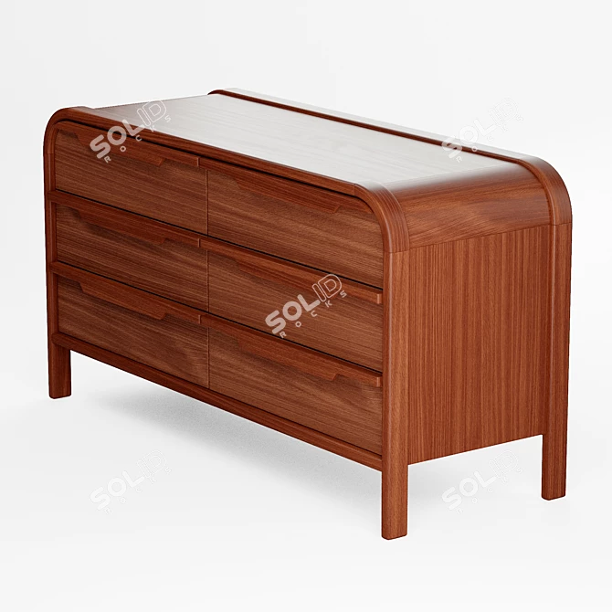 Marienne Wood 6-Drawer Dresser 3D model image 5