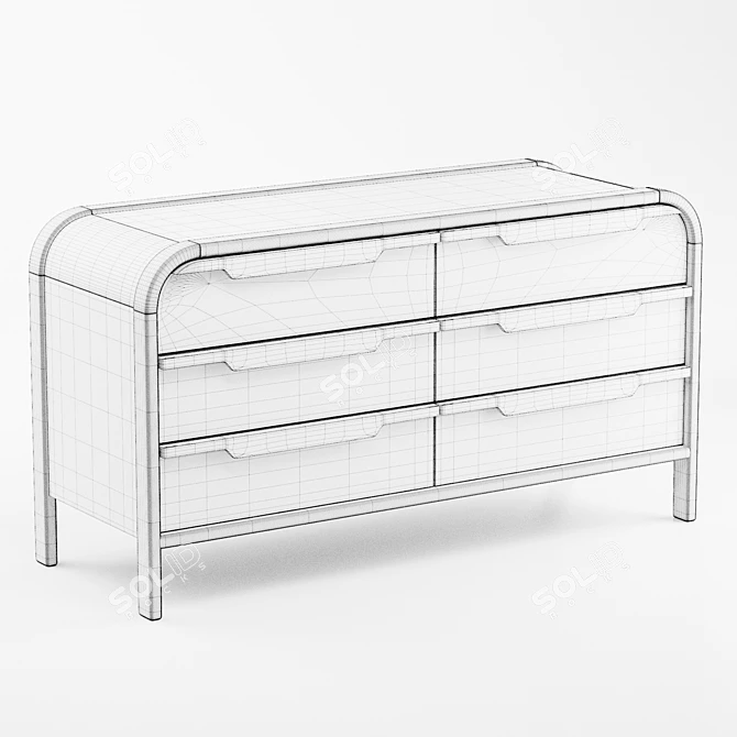 Marienne Wood 6-Drawer Dresser 3D model image 6