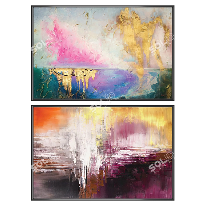 Modern Wall Paintings Set 3366 3D model image 1