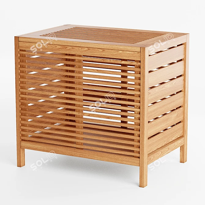 Title: Bamboo Organizer Bin: Stylish Storage Solution 3D model image 1